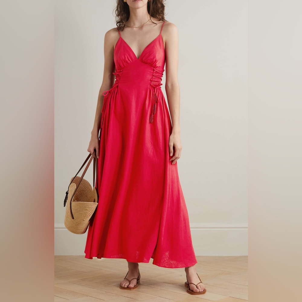 Farm Rio Red Corset Side Tie Dress